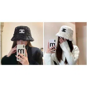 Celine warm and windproof fisherman's hat with lamb fleece-4943  