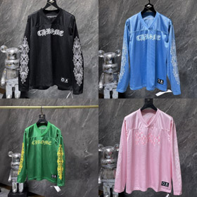 Chrome Hearts CH New Limited Edition Floral Sleeve Ice Hockey Jersey Loose T-shirt-5325  